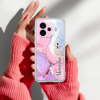 Pink Gradient Marble Customize Transparent Silicon Case For iQOO Neo 10R 5G