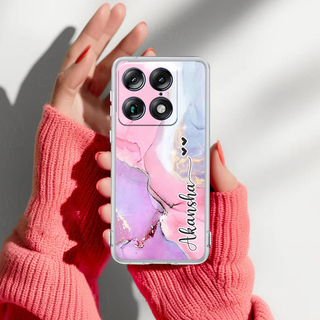Pink Gradient Marble Customize Anti Yellow Case For Motorola Signature 5G