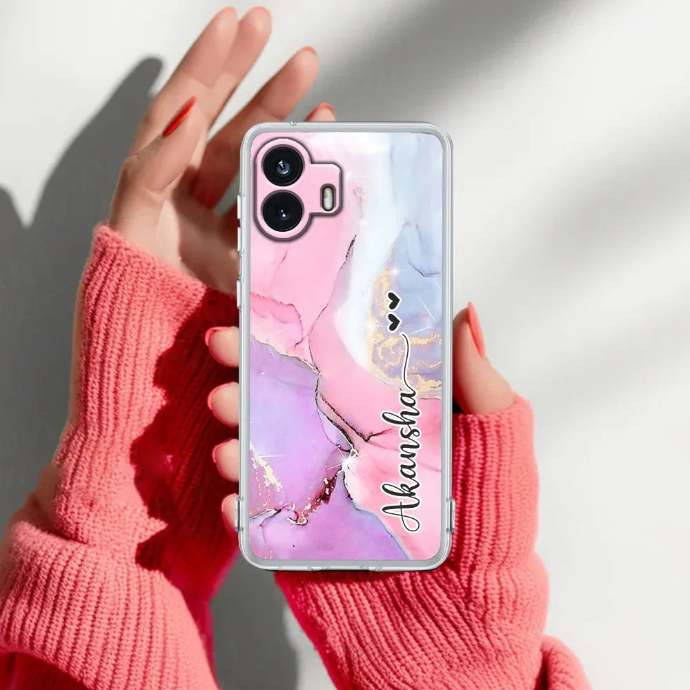 Pink Gradient Marble Customize Transparent Silicon Case For Nothing - ShopOnCliQ