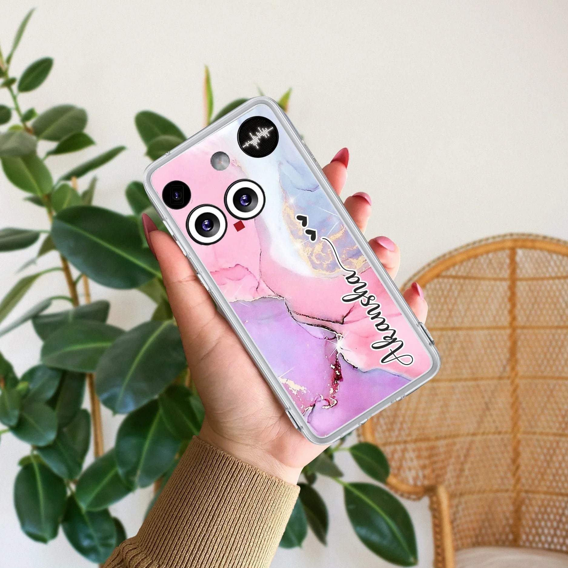 Pink Gradient Marble Customize Transparent Silicon Case For Nothing - ShopOnCliQ