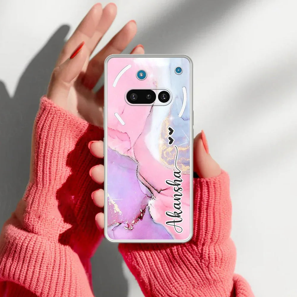 Pink Gradient Marble Customize Transparent Silicon Case For Nothing - ShopOnCliQ