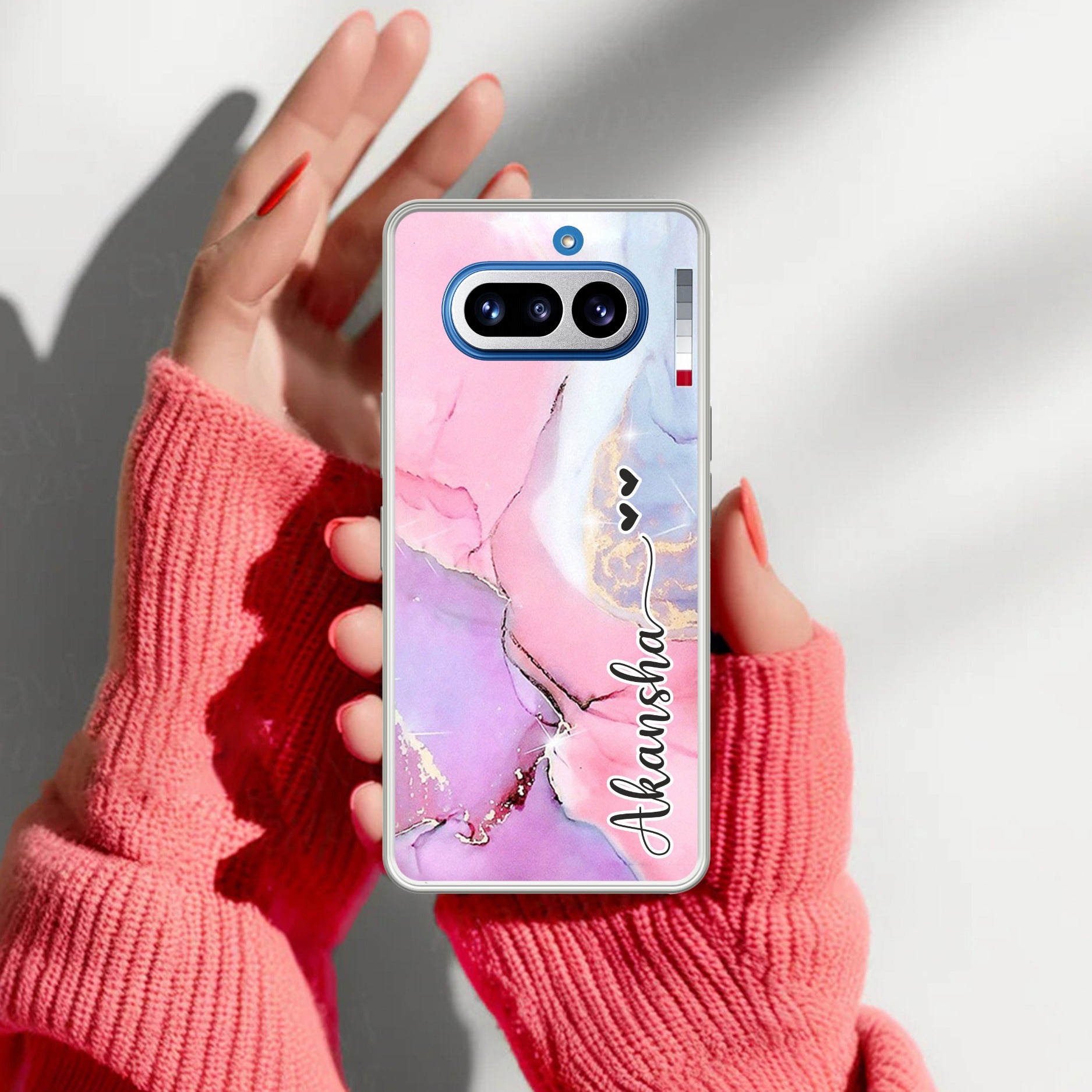 Pink Gradient Marble Customize Anti Yellow Case For Nothing Phone 4A 5G