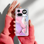 Pink Gradient Marble Customize Anti Yellow Case For Nothing Phone 4A Pro 5G