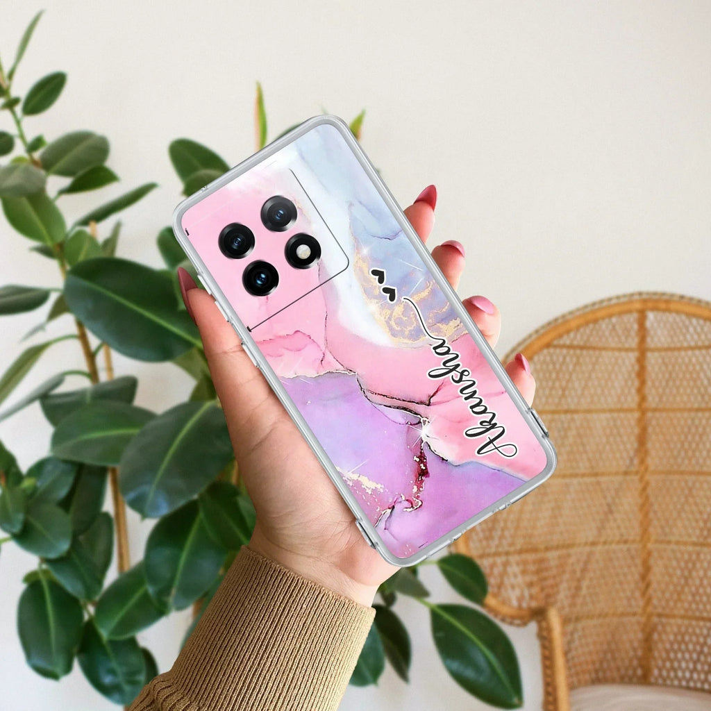 Pink Gradient Marble Customize Anti Yellow Case For OnePlus 11R 5G