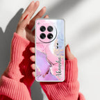 Pink Gradient Marble Customize Anti Yellow Case For OnePlus 12 5G