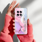 Pink Gradient Marble Customize Anti Yellow Case For OnePlus 12R 5G