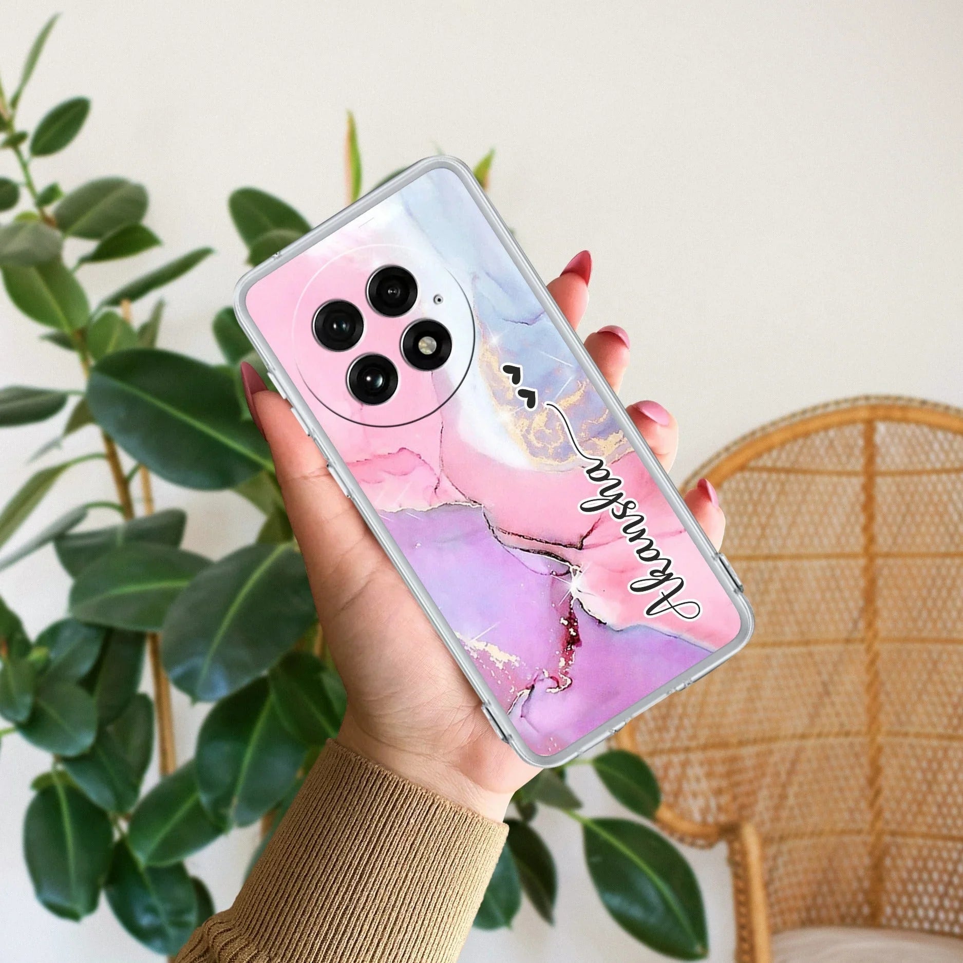 Pink Gradient Marble Customize Transparent Silicon Case For OnePlus - ShopOnCliQ