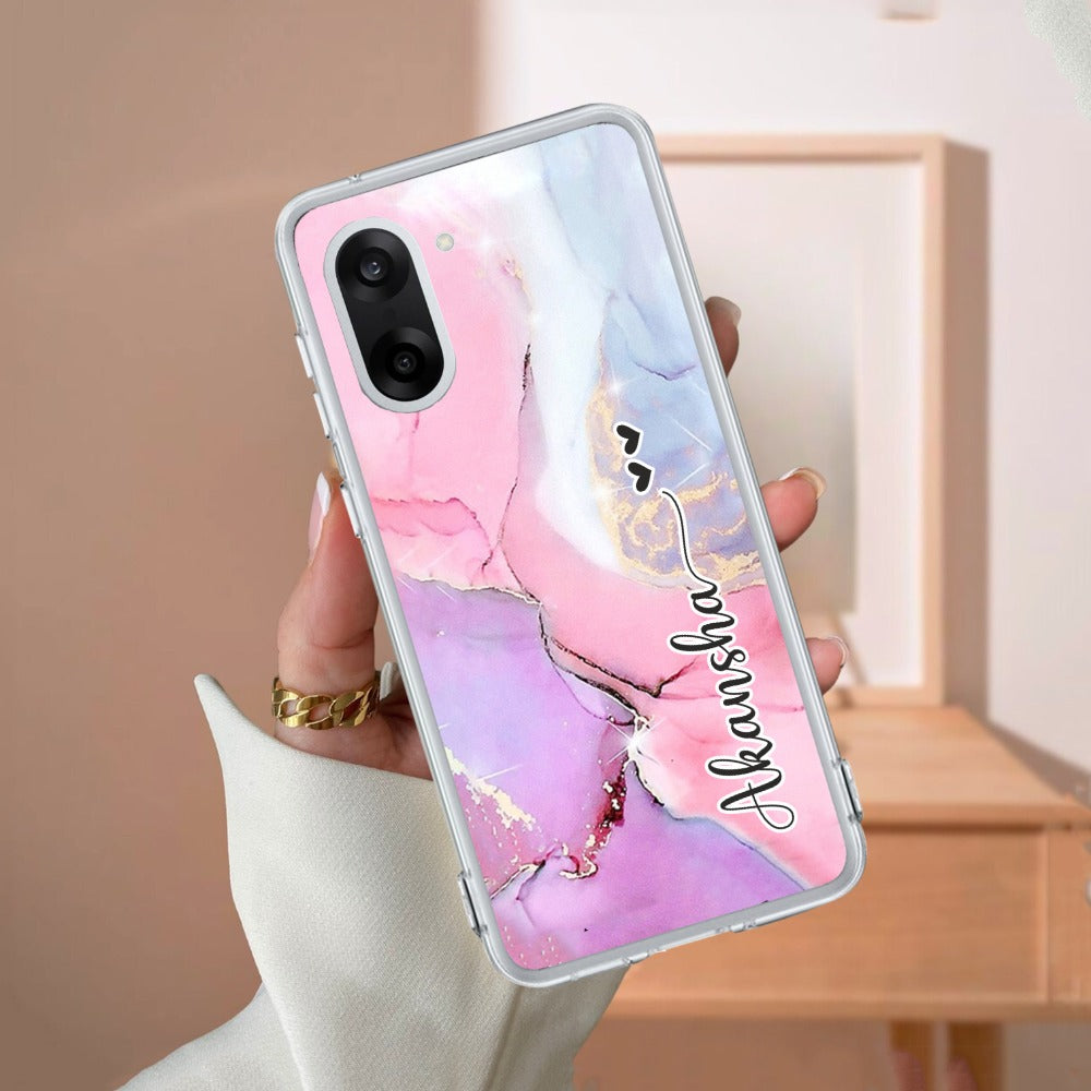 Pink Gradient Marble Customize Transparent Silicon Case For OnePlus