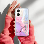 Pink Gradient Marble Customize Anti Yellow Case For Oppo A5X 5G