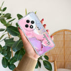 Pink Gradient Marble Customize Anti Yellow Case For Oppo F27 5G