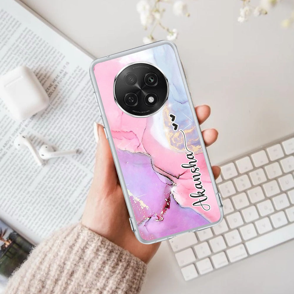 Pink Gradient Marble Customize Transparent Silicon Case For Oppo