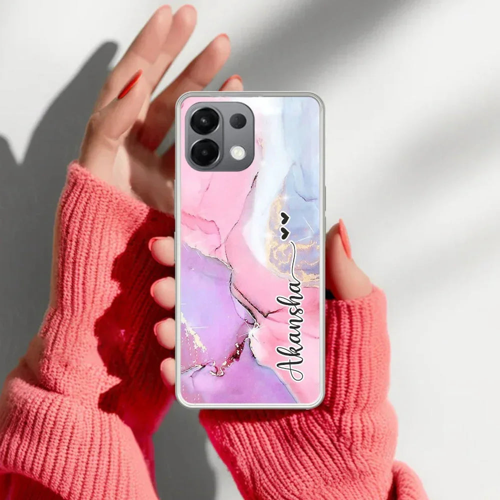 Pink Gradient Marble Customize Transparent Silicon Case For Oppo A3 Pro 5G