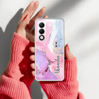 Pink Gradient Marble Customize Anti Yellow Case For Oppo K13x 5G