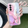 Pink Gradient Marble Customize Anti Yellow Case For Oppo Reno 12 Pro 5G