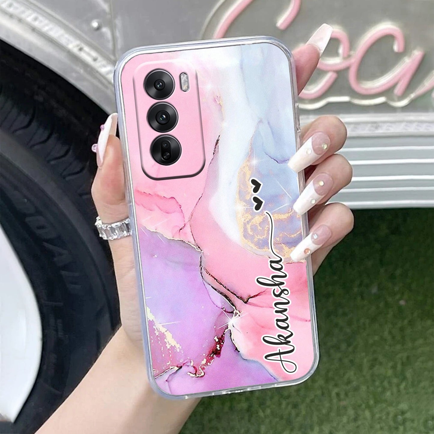 Pink Gradient Marble Customize Transparent Silicon Case For Oppo