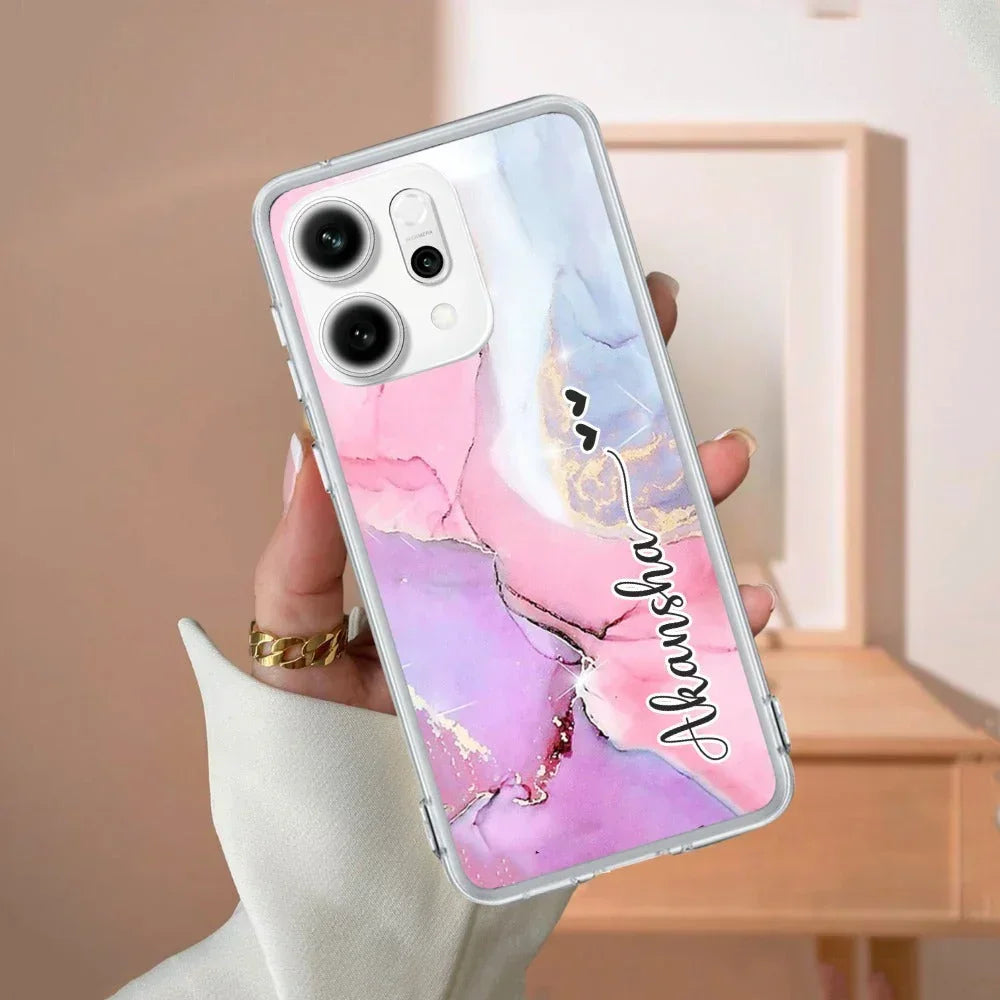 Pink Gradient Marble Customize Anti Yellow Case For OPPO Reno 14 Pro 5G