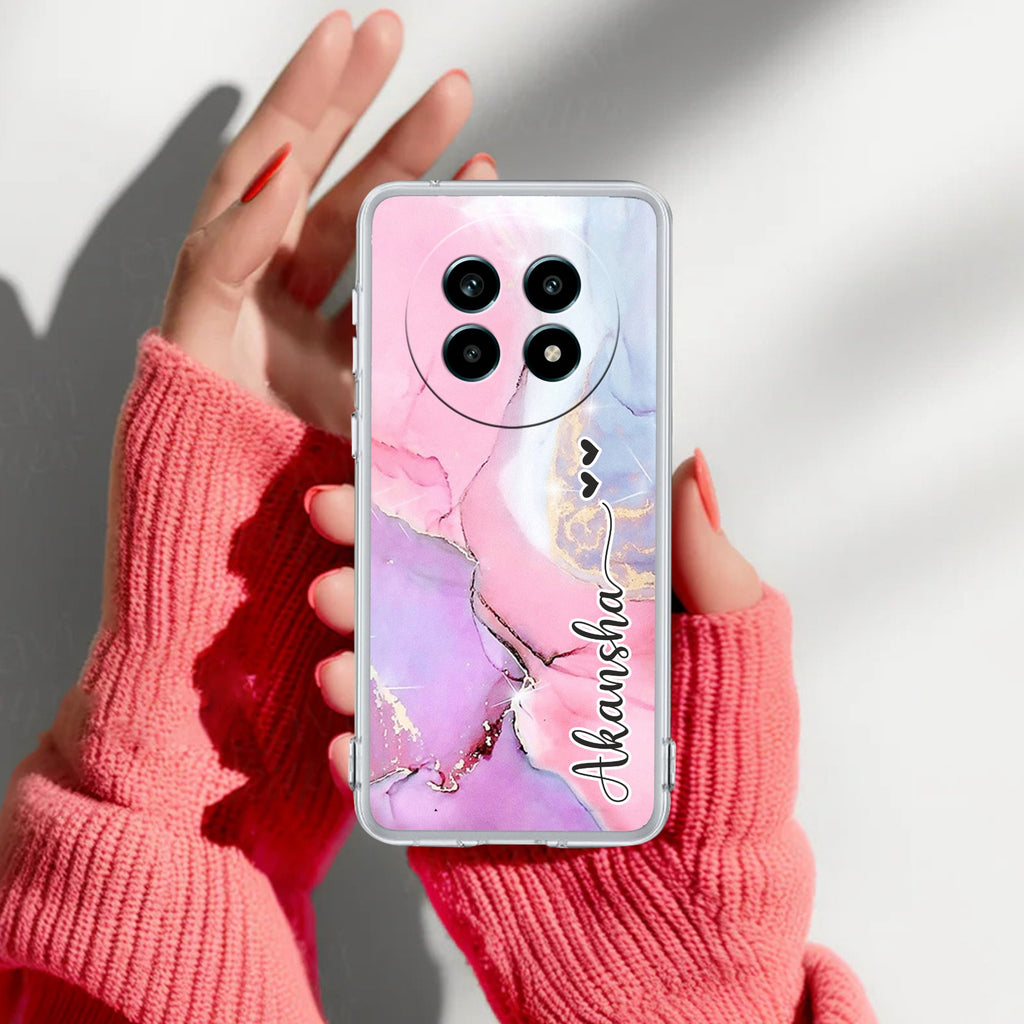 Pink Gradient Marble Customize Anti Yelllow Case For Realme 14 Pro Lite 5G