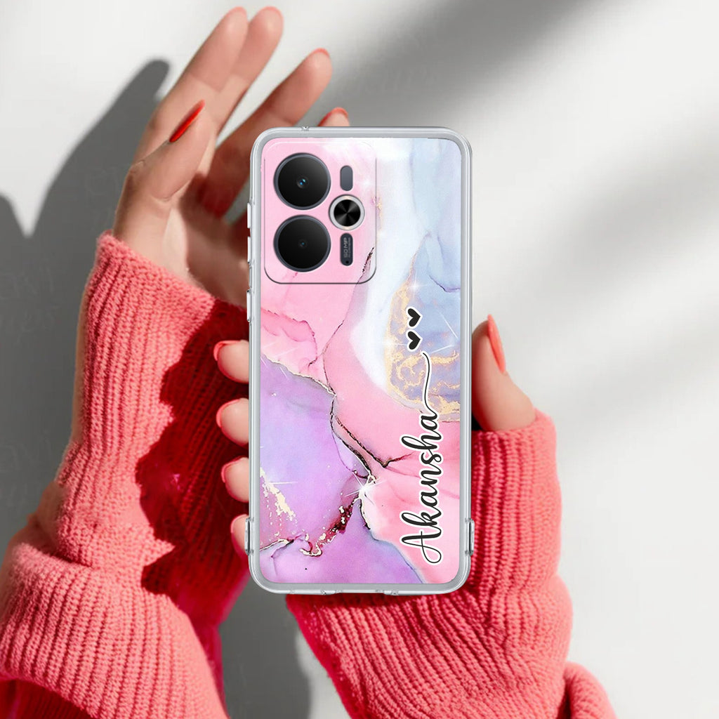 Pink Gradient Marble Customize Anti Yelllow Case For Realme 14T 5G