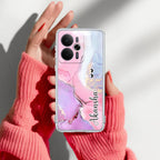 Pink Gradient Marble Customize Anti Yelllow Case For Realme 14T 5G