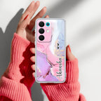 Pink Gradient Marble Customize Anti Yelllow Case For Realme 15X 5G
