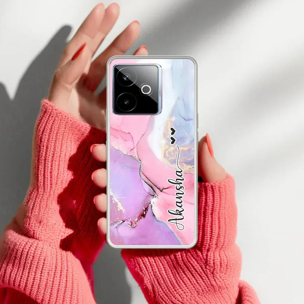 Pink Gradient Marble Customize Anti Yelllow Case For Realme GT 7T 5G