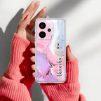 Pink Gradient Marble Customize Anti Yelllow Case For Realme P4 Power 5G