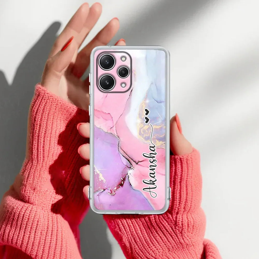 Pink Gradient Marble Customize Transparent Silicon Case For Mi 11i