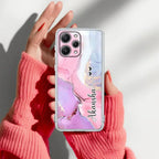Pink Gradient Marble Customize Transparent Silicon Case For Mi 11i