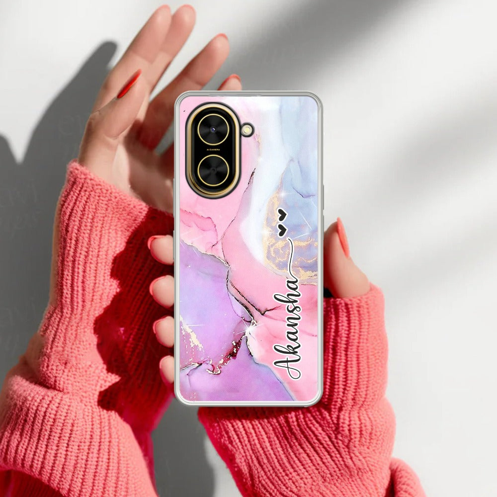 Pink Gradient Marble Customize Transparent Silicon Case For Redmi/Xiaomi