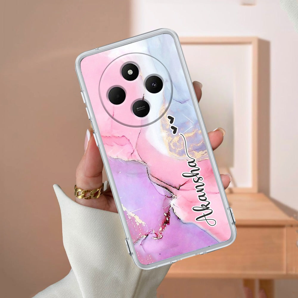 Pink Gradient Marble Customize Transparent Silicon Case For Redmi/Xiaomi