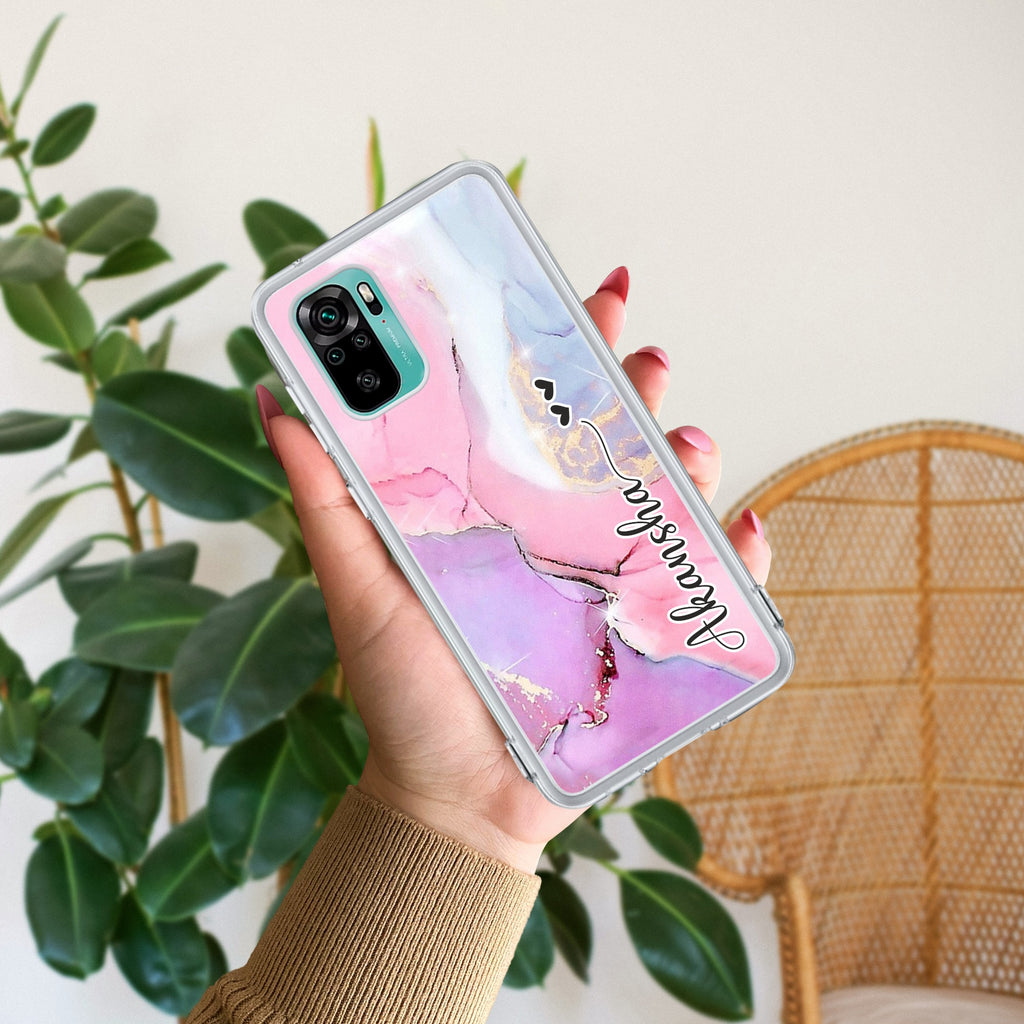 Pink Gradient Marble Customize Anti Yellow Case For Redmi Note 10 / 10S