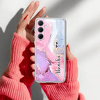 Pink Gradient Marble Customize Transparent Silicon Case For Samsung Galaxy A56 5G