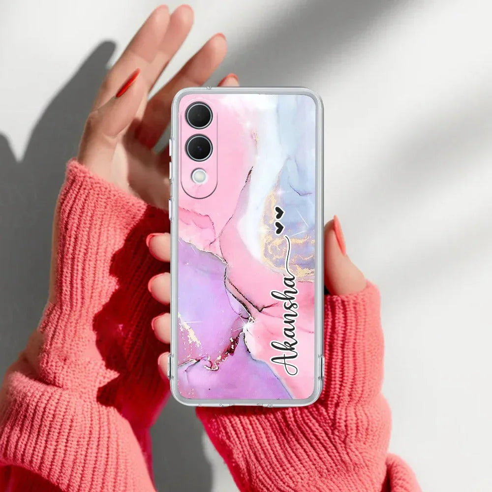 Pink Gradient Marble Customize Transparent Silicon Case For Samsung Galaxy A05s 5G