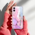 Pink Gradient Marble Customize Transparent Silicon Case For Samsung Galaxy A05s 5G
