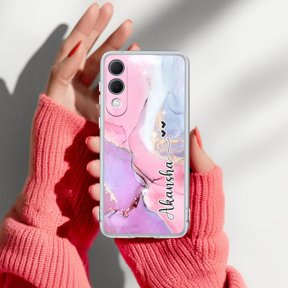 Pink Gradient Marble Customize Transparent Silicon Case For Samsung