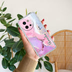 Pink Gradient Marble Customize Transparent Silicon Case For Vivo