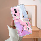 Pink Gradient Marble Customize Transparent Silicon Case For Vivo T2 Pro 5G