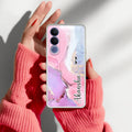 Pink Gradient Marble Customize Transparent Silicon Case For Vivo V70 FE 5G