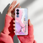 Pink Gradient Marble Customize Anti Yellow Case For Vivo V70 FE 5G
