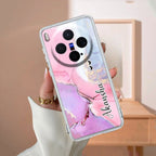 Pink Gradient Marble Customize Transparent Silicon Case For Vivo - ShopOnCliQ