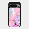 Pink Marble Glossy Metal Case Cover For Google Pixel 9 Pro 5G