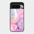 Pink Marble Glossy Metal Case Cover For Google Pixel 9 Pro Xl