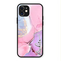 Pink Marble Glossy Metal Case Cover For iPhone 12