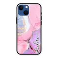 Pink Marble Glossy Metal Case Cover For iPhone 13 mini