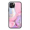 Pink Marble Glossy Metal Case Cover For iPhone 13