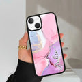 Pink Marble Glossy Metal Case Cover For iPhone - ShopOnCliQ