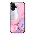 Pink Marble Glossy Metal Case Cover For iPhone 17