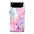 Pink Marble Glossy Metal Case Cover For iPhone Air