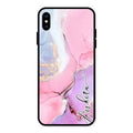 Pink Marble Glossy Metal Case Cover For iPhone XS Max