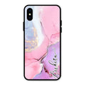 Pink Marble Glossy Metal Case Cover For iPhone XS